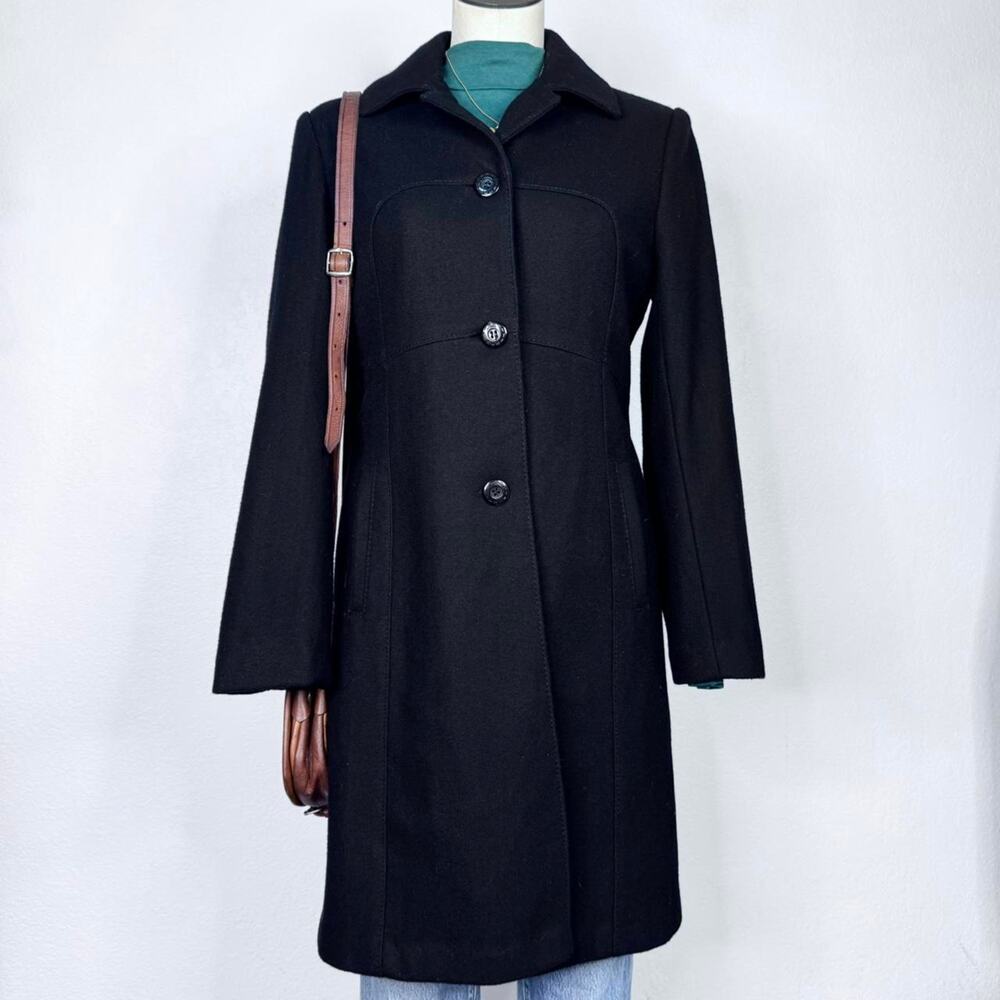 Wool Blend Overcoat Black Long Coat Minimalist Dark Academia  Size Small